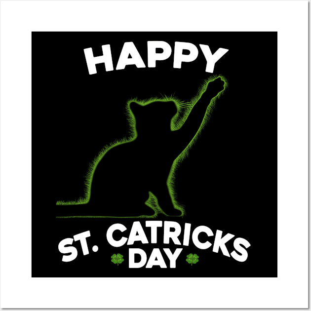 Happy St. Catricks Day - St Patricks Day Cat - Glowing Kitten Wall Art by Trade Theory